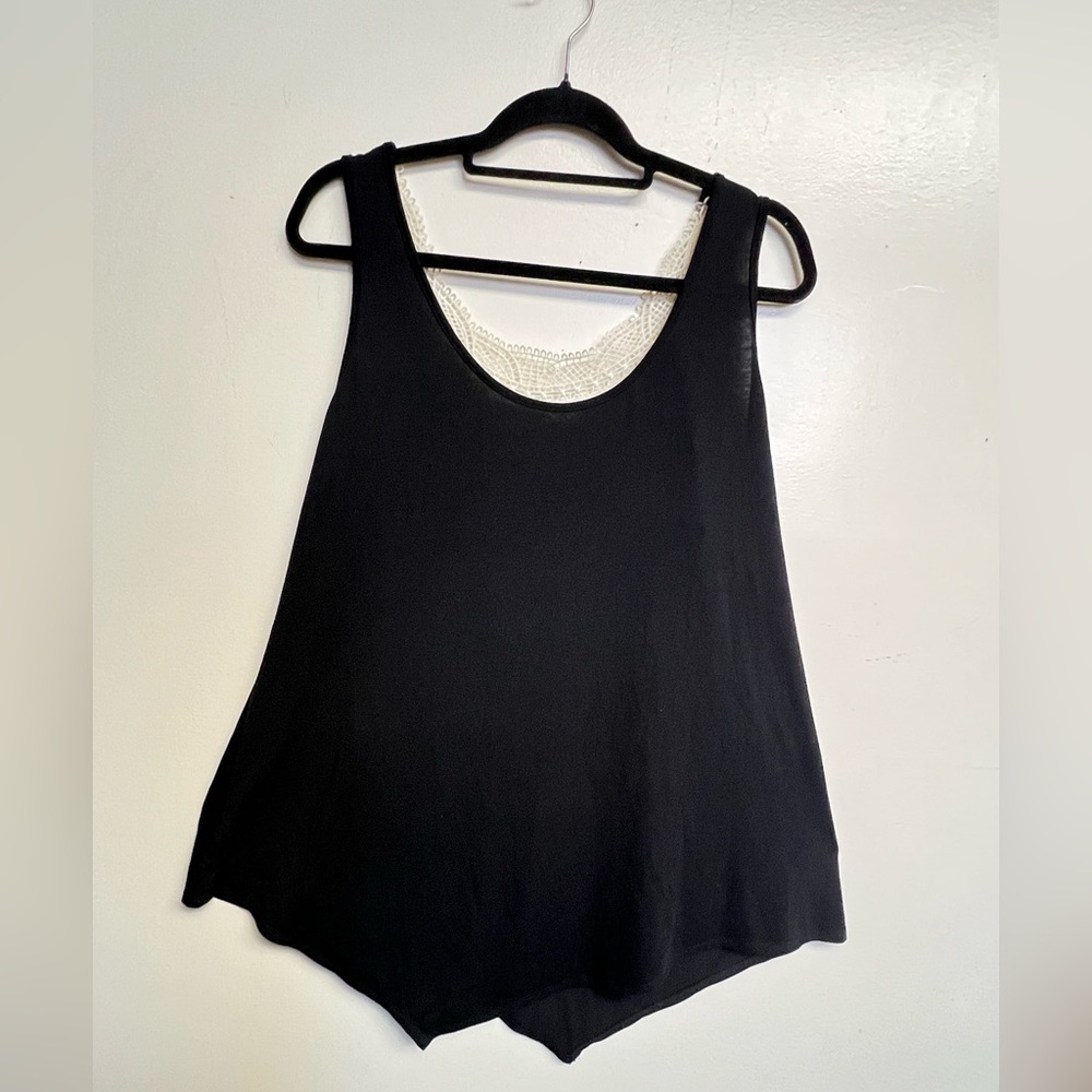 Apt. 9 Black Tank with Ivory Lace Inset